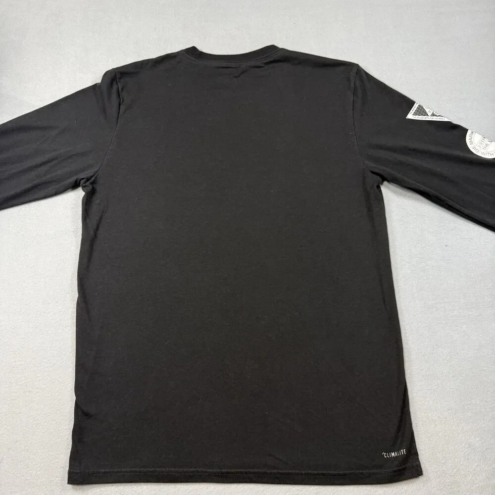 Adidas Black Long Sleeve Performance Tee Shirt Medium Climalite Three Stripes